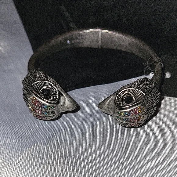 Kurt Geiger Silver Hinged Bracelet with Multicolor Accents Bnwt PL Rt Ms - Picture 2 of 4